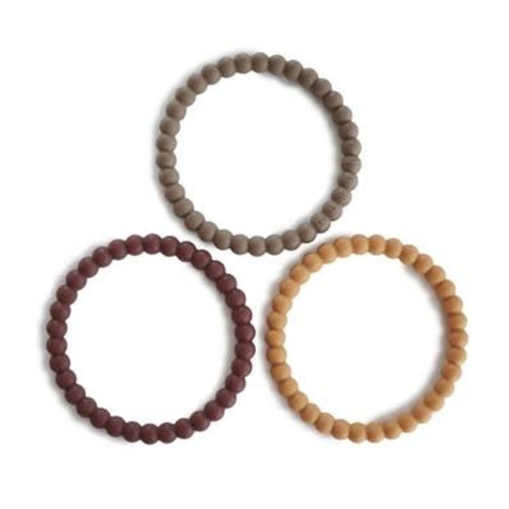 Mushie Mushie - Bijtring armband (3st) berry/marigold/khaki