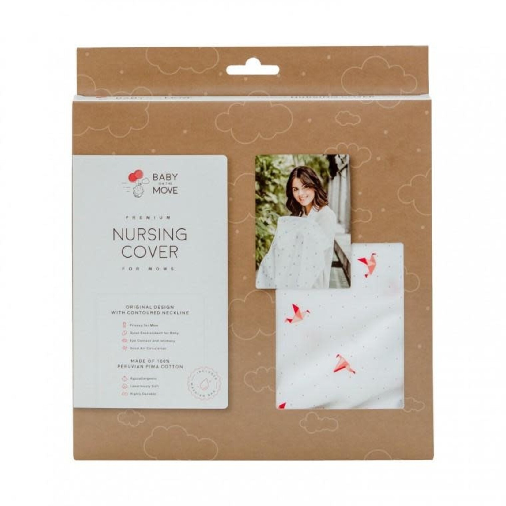 Owego Baby on the Move - Nursing Cocoon Origami Birds CORAL