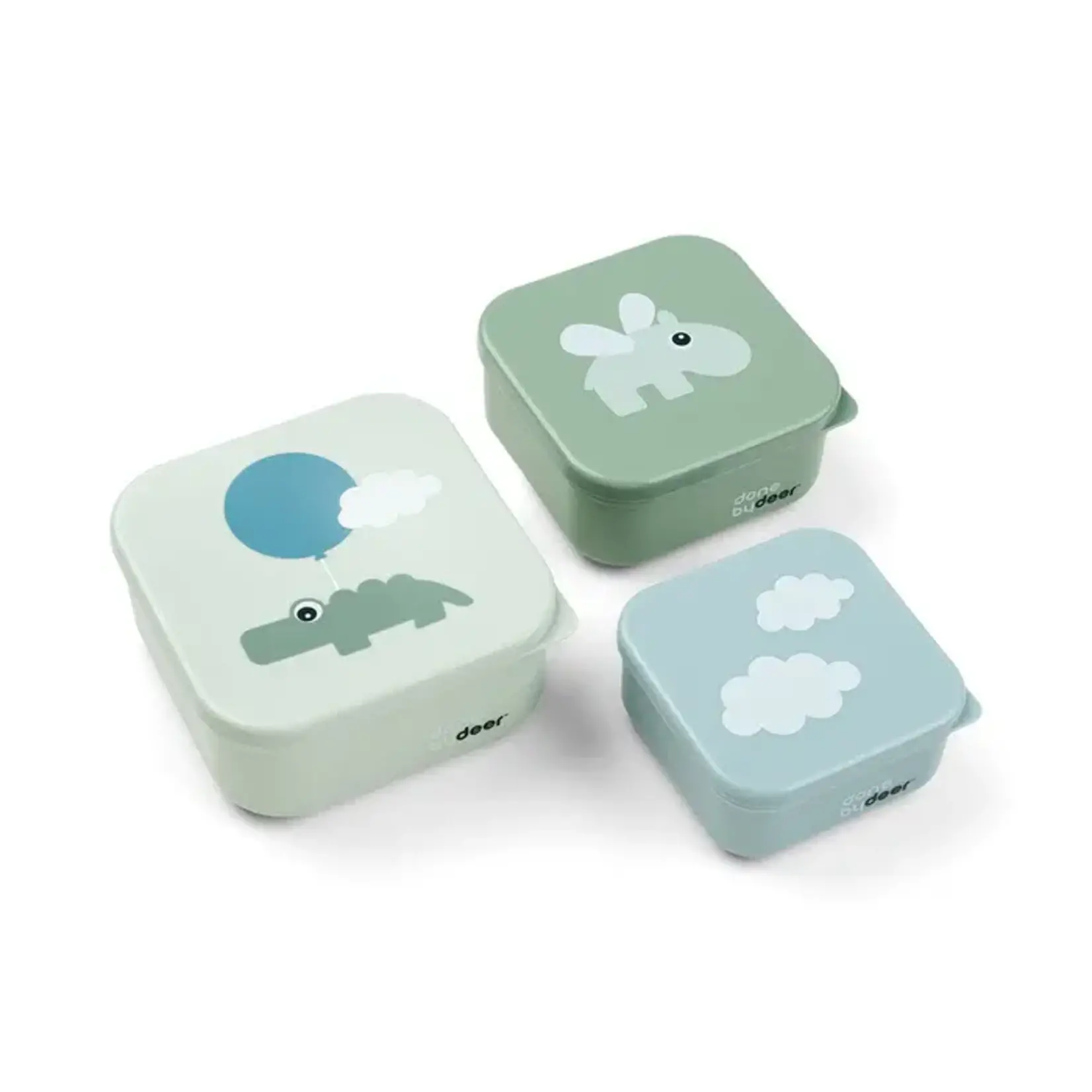 Done By deer Done by Deer - Snack box set 3 pcs Happy clouds Green