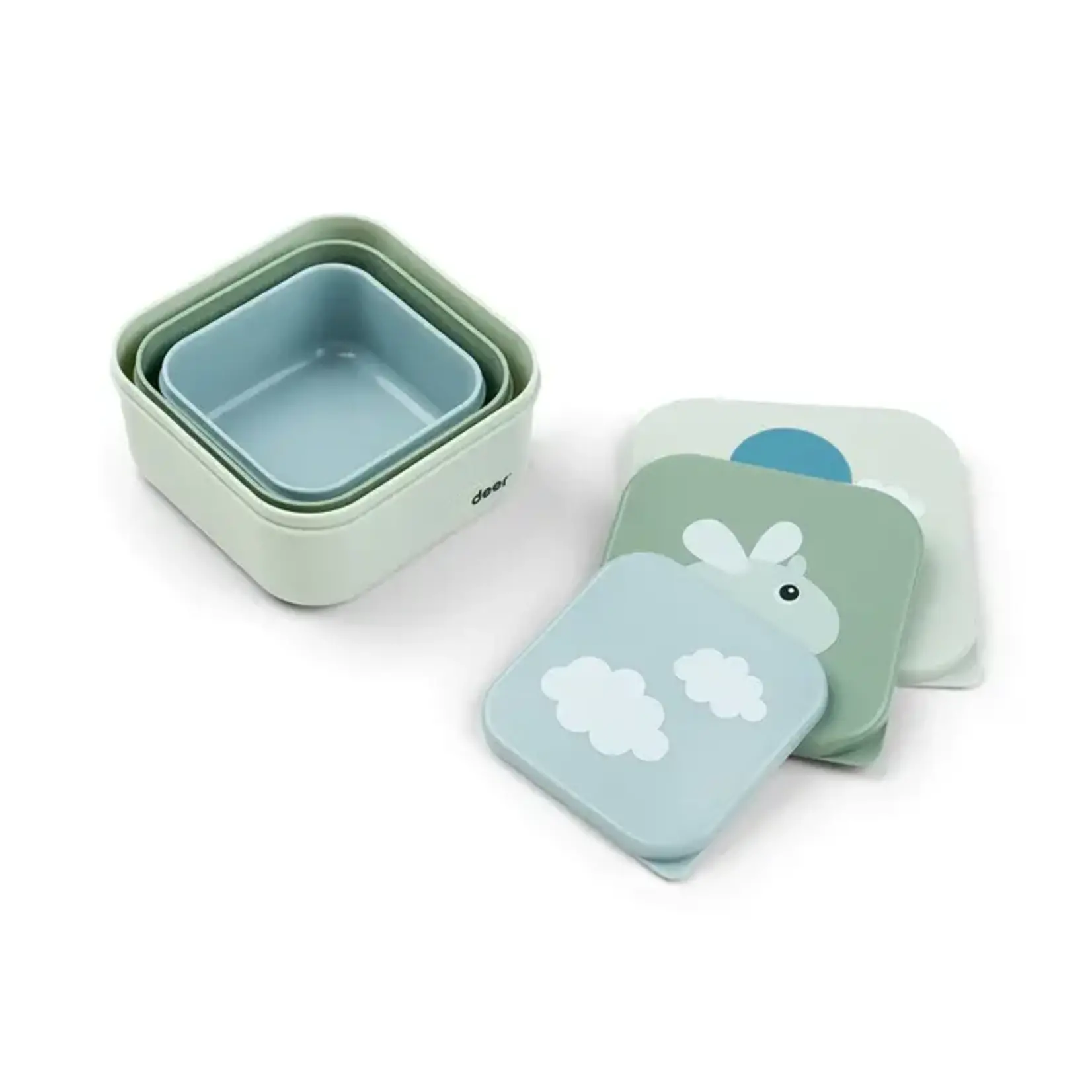Done By deer Done by Deer - Snack box set 3 pcs Happy clouds Green
