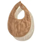 Mushie Mushie - Muslin bib 2-pack - Tan/Fog