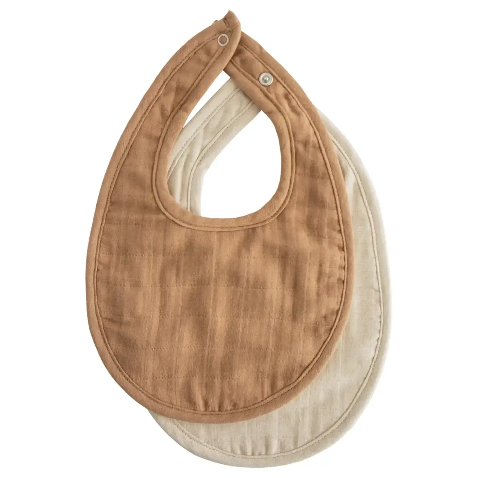 Mushie Mushie - Muslin bib 2-pack - Tan/Fog