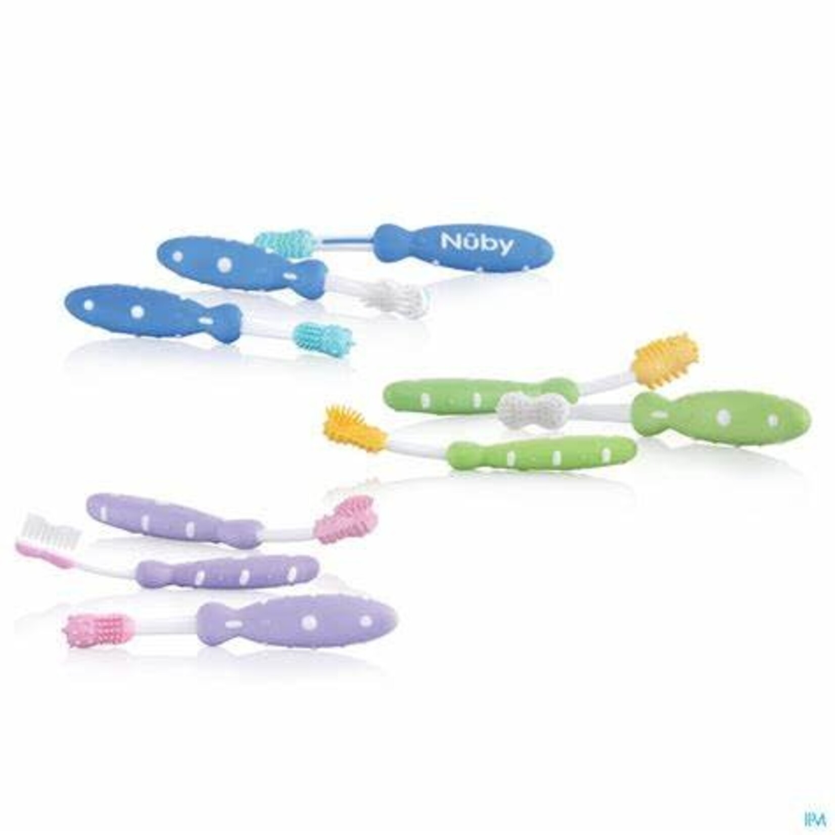 Nuby - Evolutief tandenborstelset - Blauw - 3st - 3m+ | 6m+ | 12m+