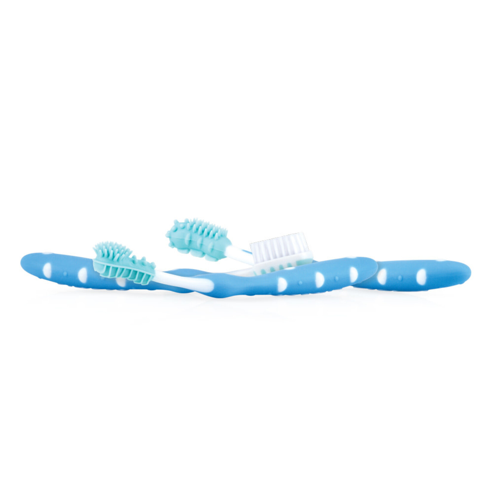 Nuby - Evolutief tandenborstelset - Blauw - 3st - 3m+ | 6m+ | 12m+