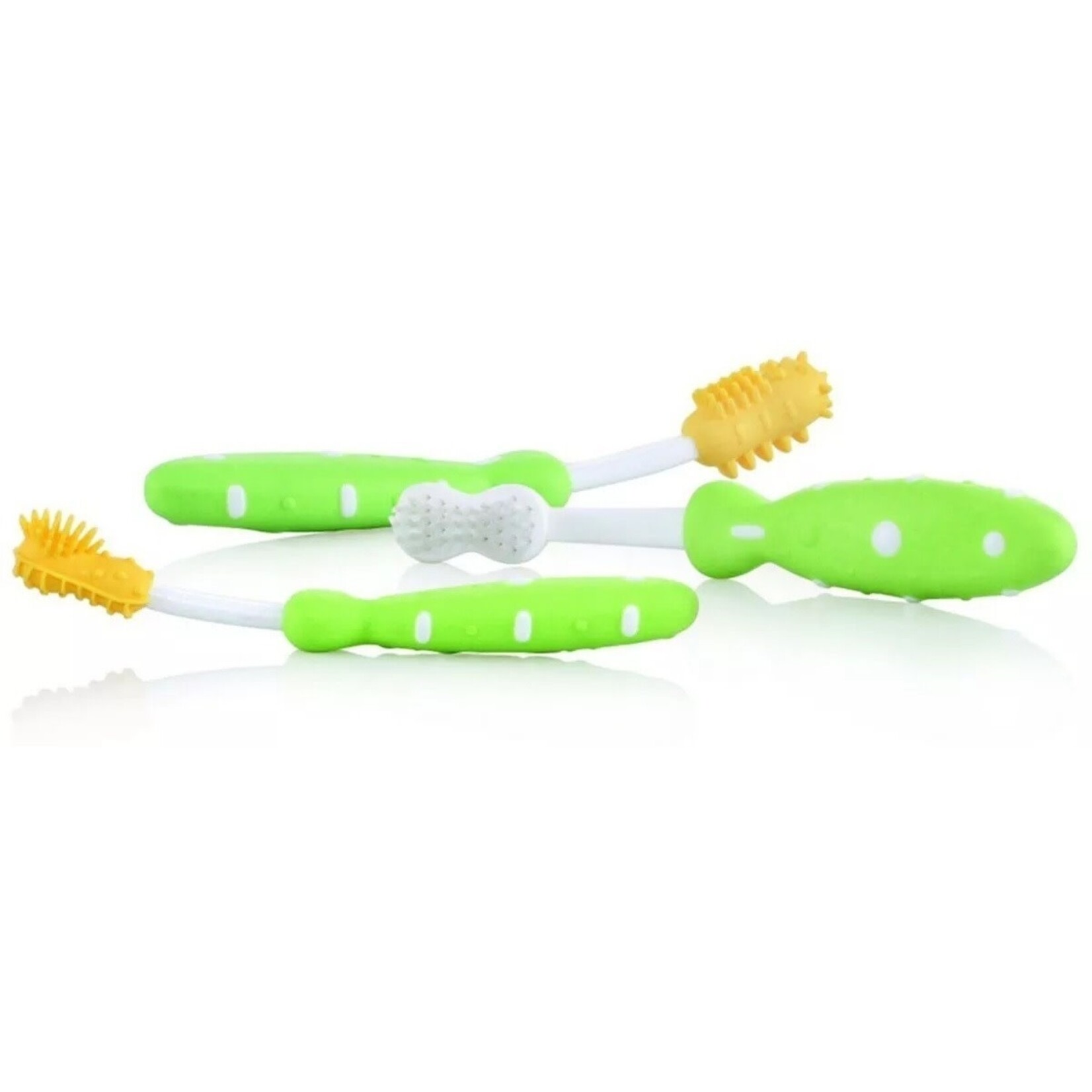 Nuby - Evolutief tandenborstelset - Groen - 3st - 3m+ | 6m+ | 12m+