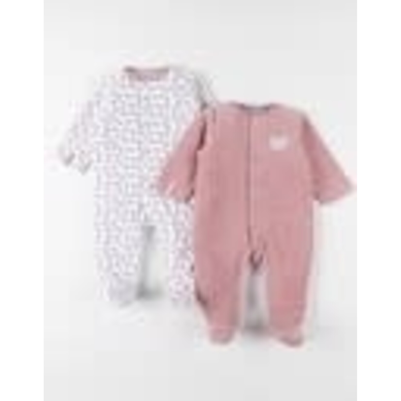 Noukies Noukies - Lovely Cat set 2 Pyjamas fluweel ecru/lichtroze