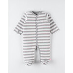 Noukies Noukies - Jersey gestreepte pyjama, wit/grijs