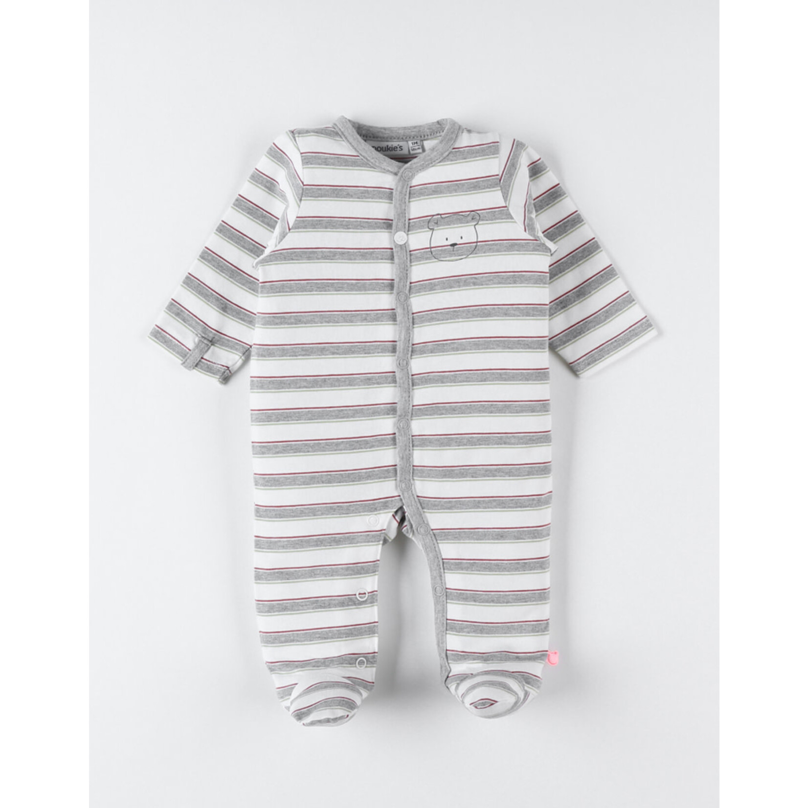 Noukies Noukies - Jersey gestreepte pyjama, wit/grijs