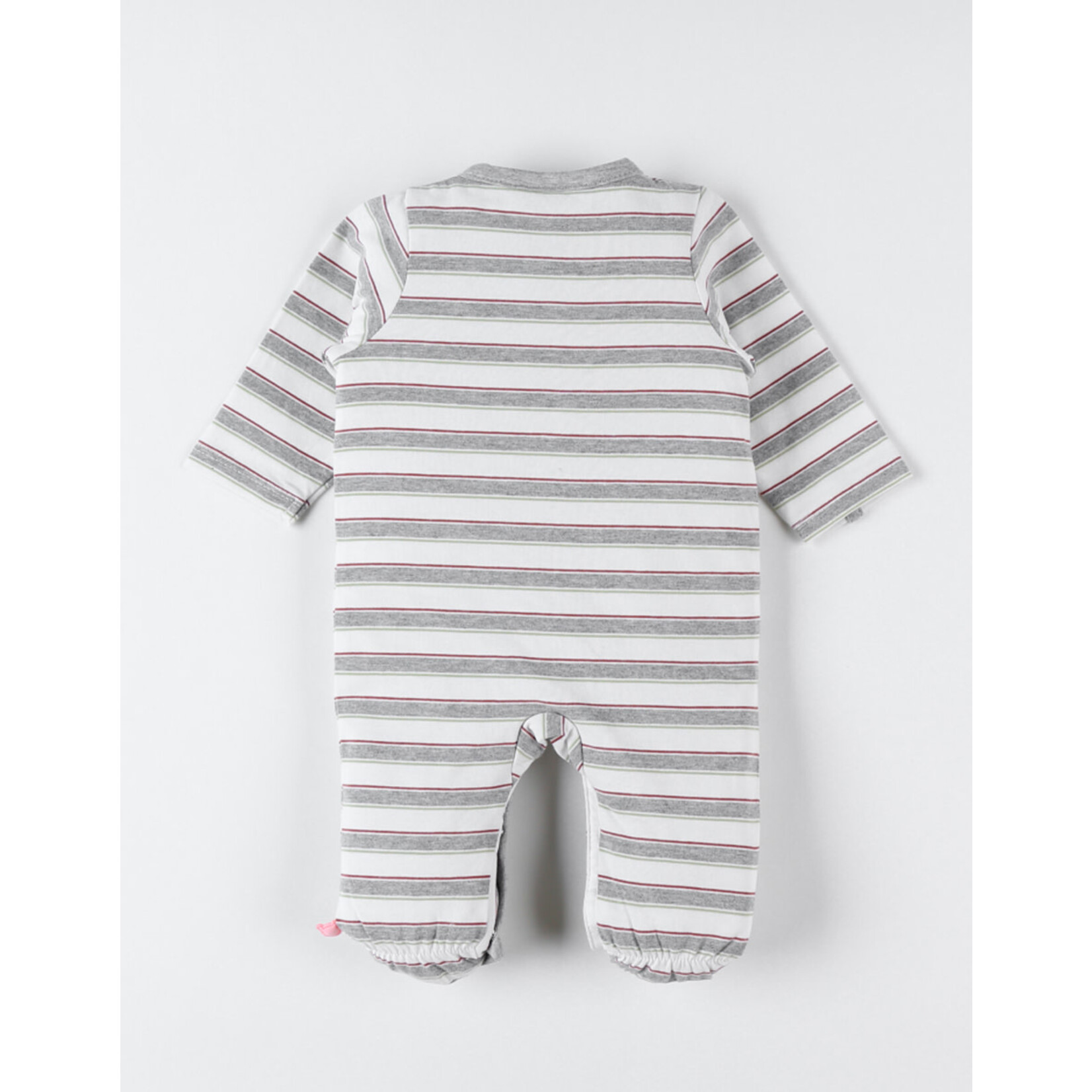 Noukies Noukies - Jersey gestreepte pyjama, wit/grijs
