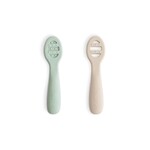 Mushie Mushie - First Feeding Baby Spoon (Met Textuur) - Cambridge Blue/Shifting Sand