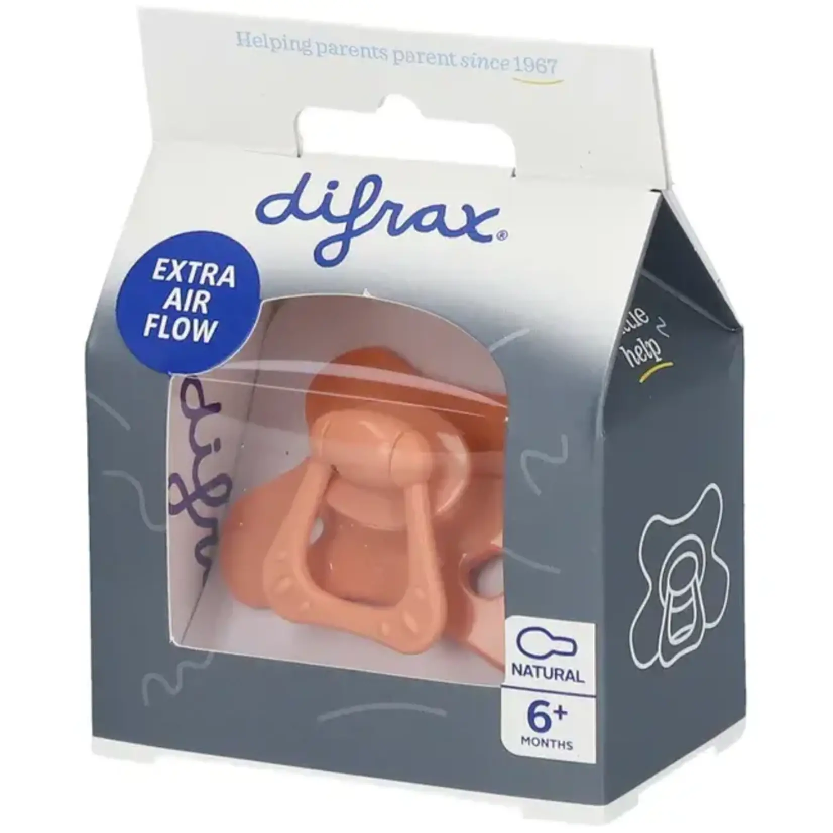 Difrax Difrax - Fopspeen Natural 6M+ Uni/Pure Peachy