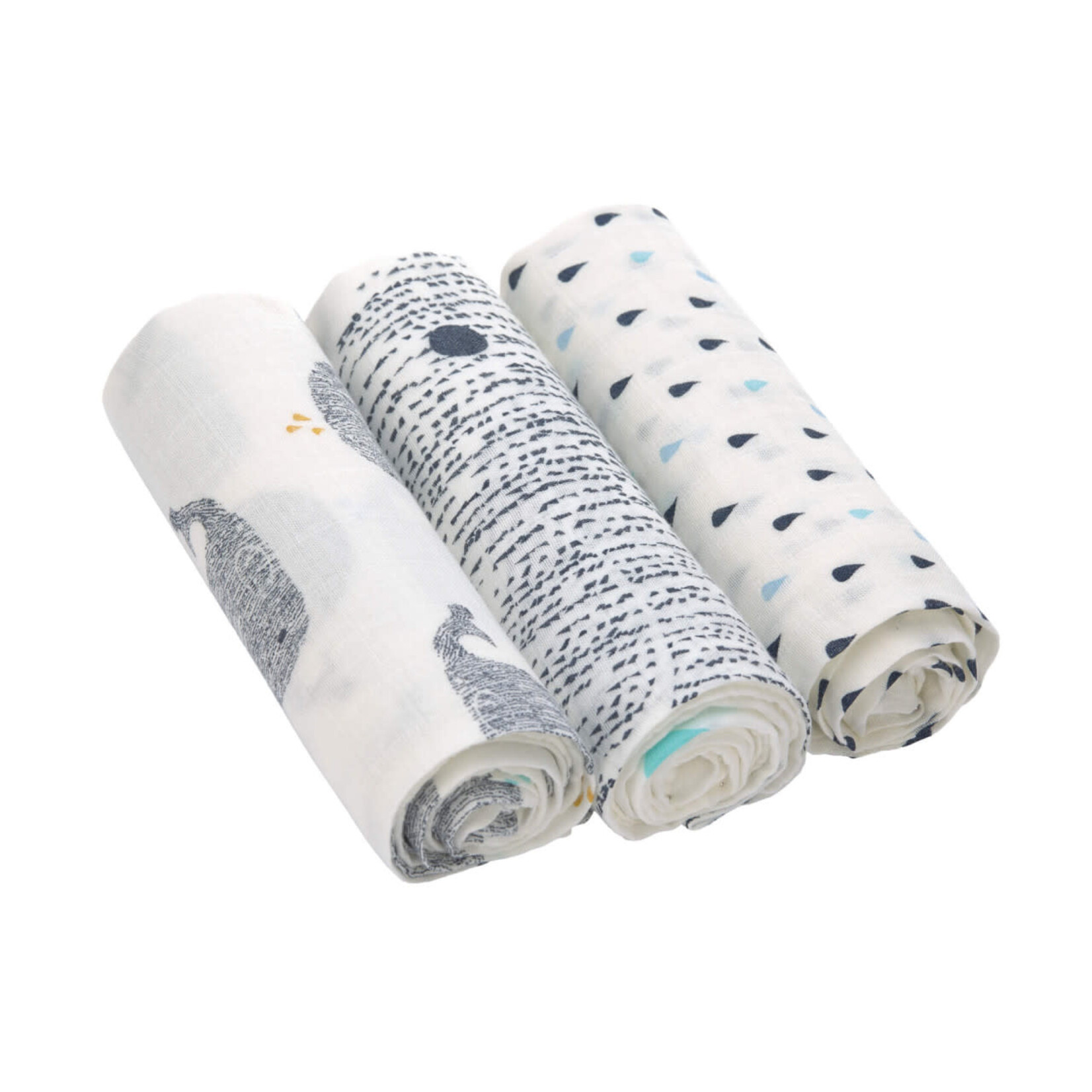 Lassig Lassig - Heavenly soft Swaddle L Little Water Whale 3 pcs ass., 80 x 80 cm