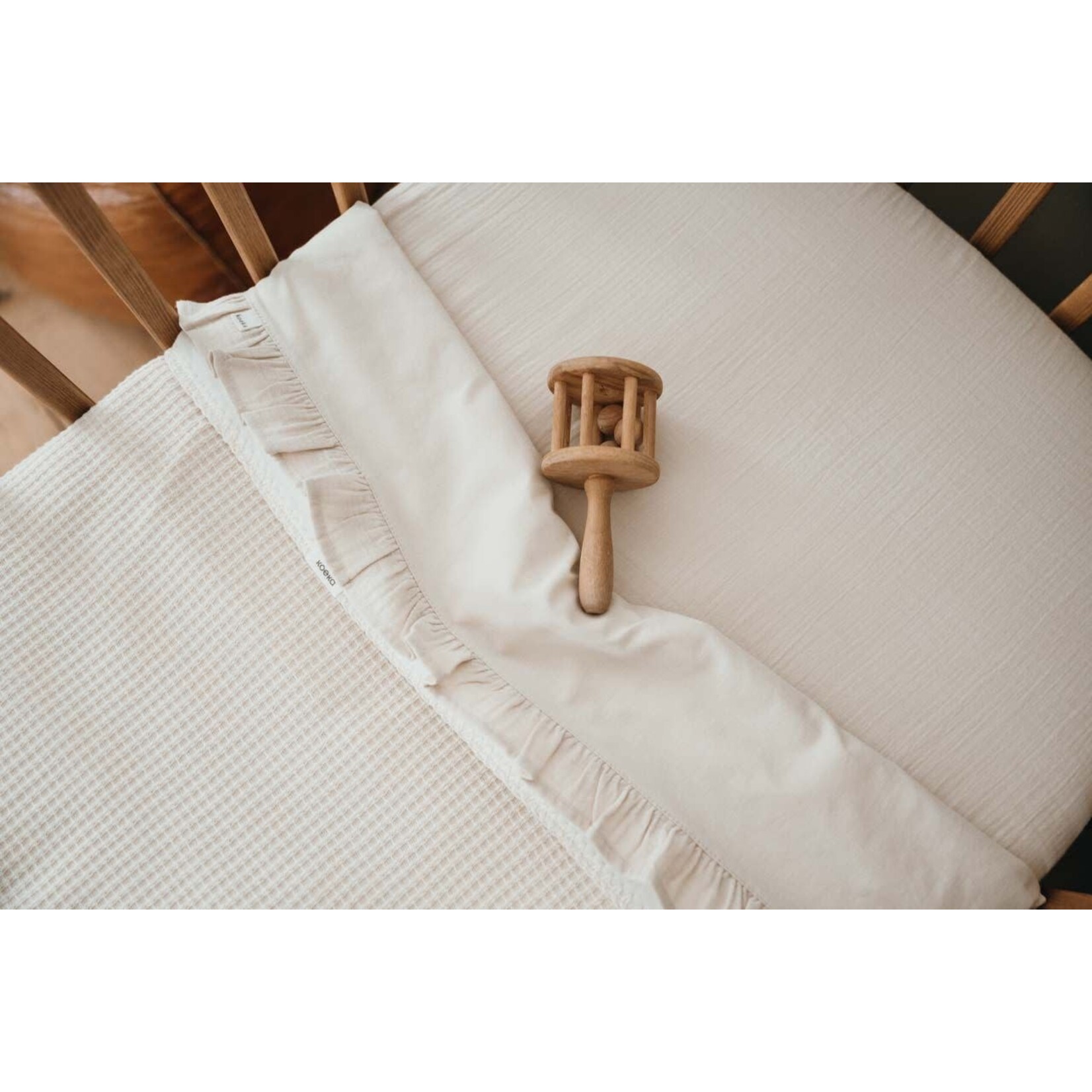 Koeka Koeka - Ledikantdeken cotton fleece Malaga warm white 100x150