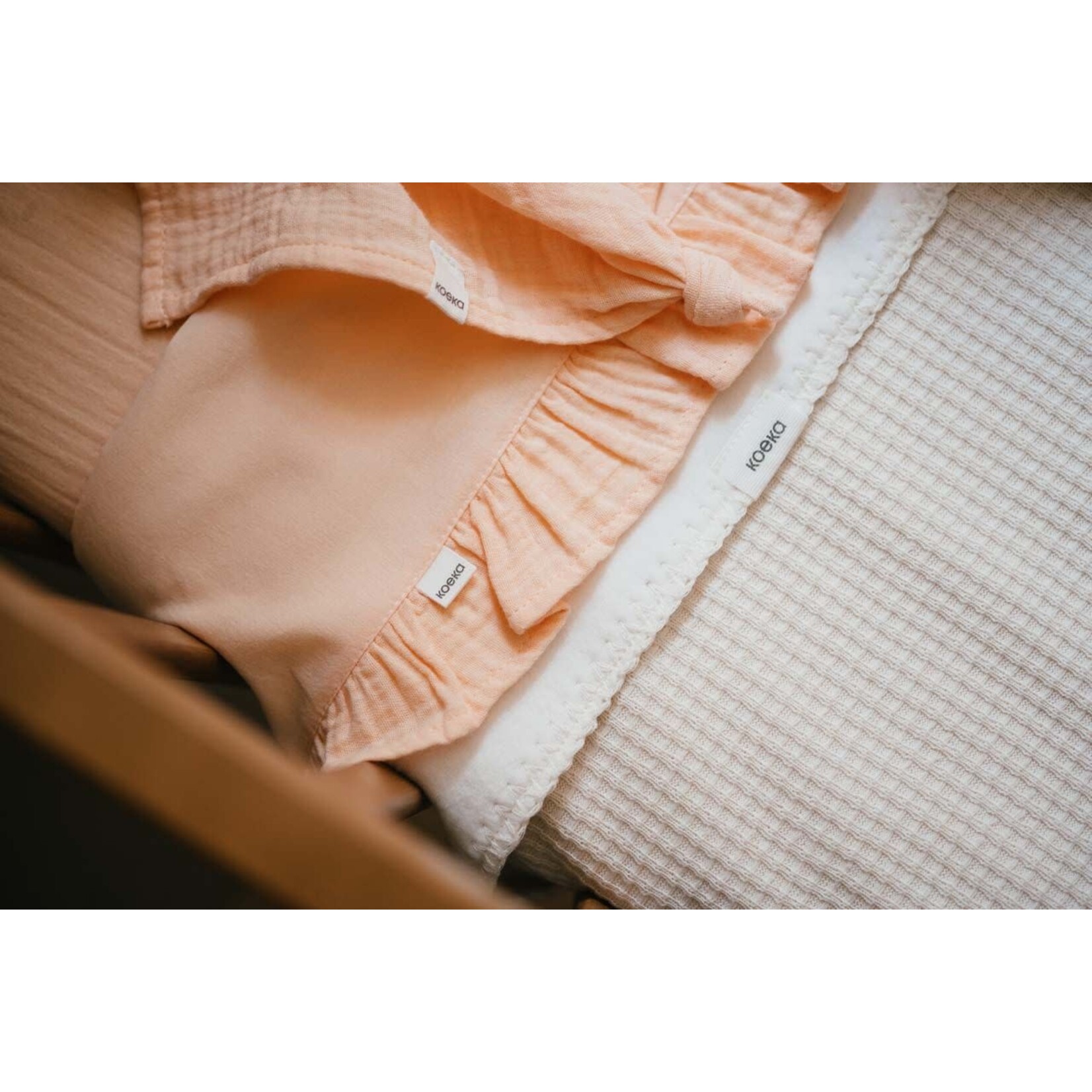 Koeka Koeka - Ledikantdeken cotton fleece Malaga warm white 100x150