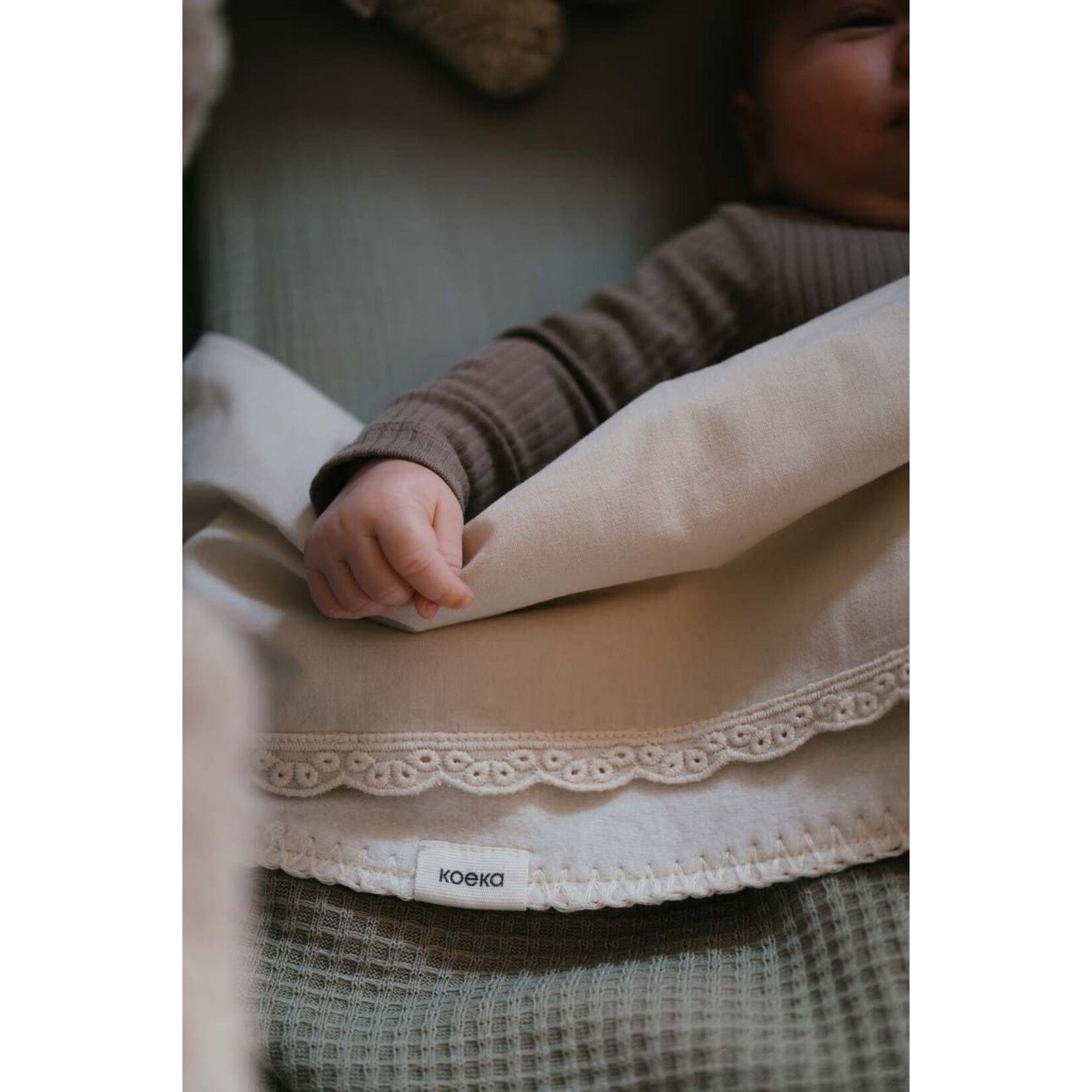 Koeka Koeka - Wiegdeken cotton fleece Malaga 100x75 - Sage