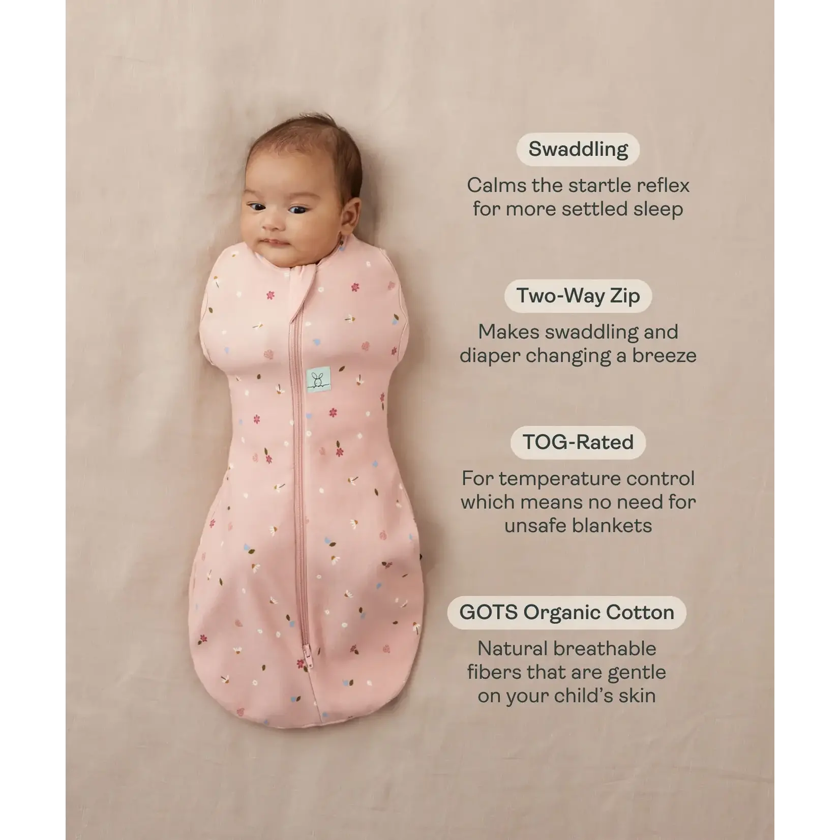 Ergopouch ErgoPouch - ErgoCocoon inbaker slaapzak - Petite Pretzel 0,2 TOG - 0-3m