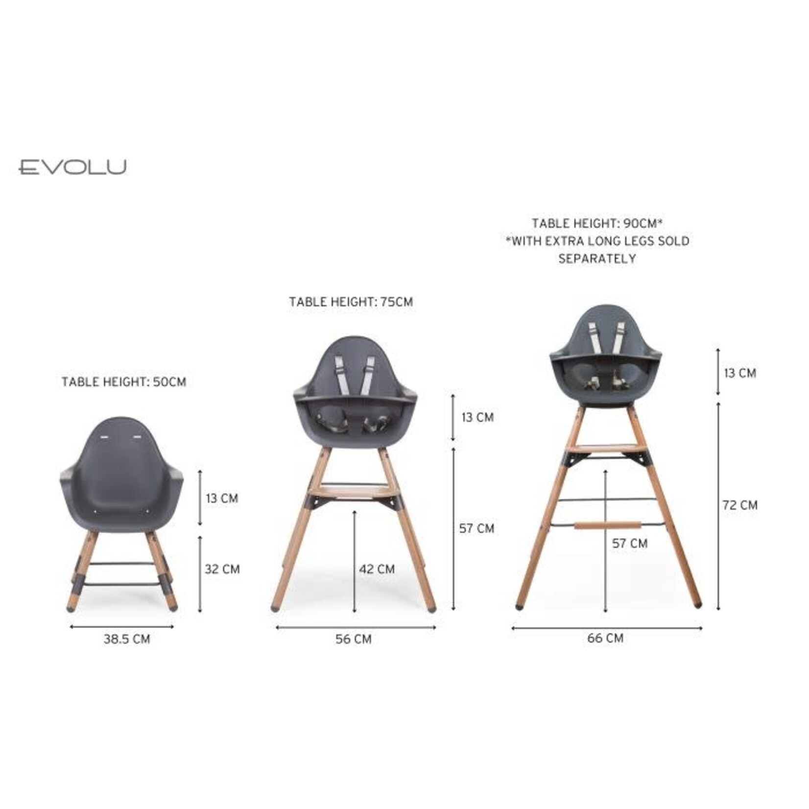 Childhome Childhome -Evolu 2 Kinderstoel - Naturel Antraciet INCLUSIEF NEWBORNSEAT en kussen