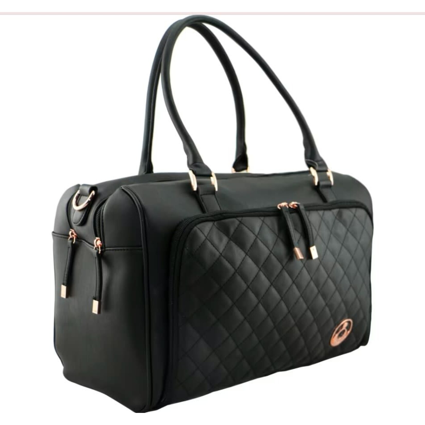 Isoki - Double Zip Satchel Quilted Ebony