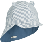 Liewood Liewood - Gorm Reversible Seersucker Sun Hat With Ears Y/D stripe: Blue wave/creme de la creme