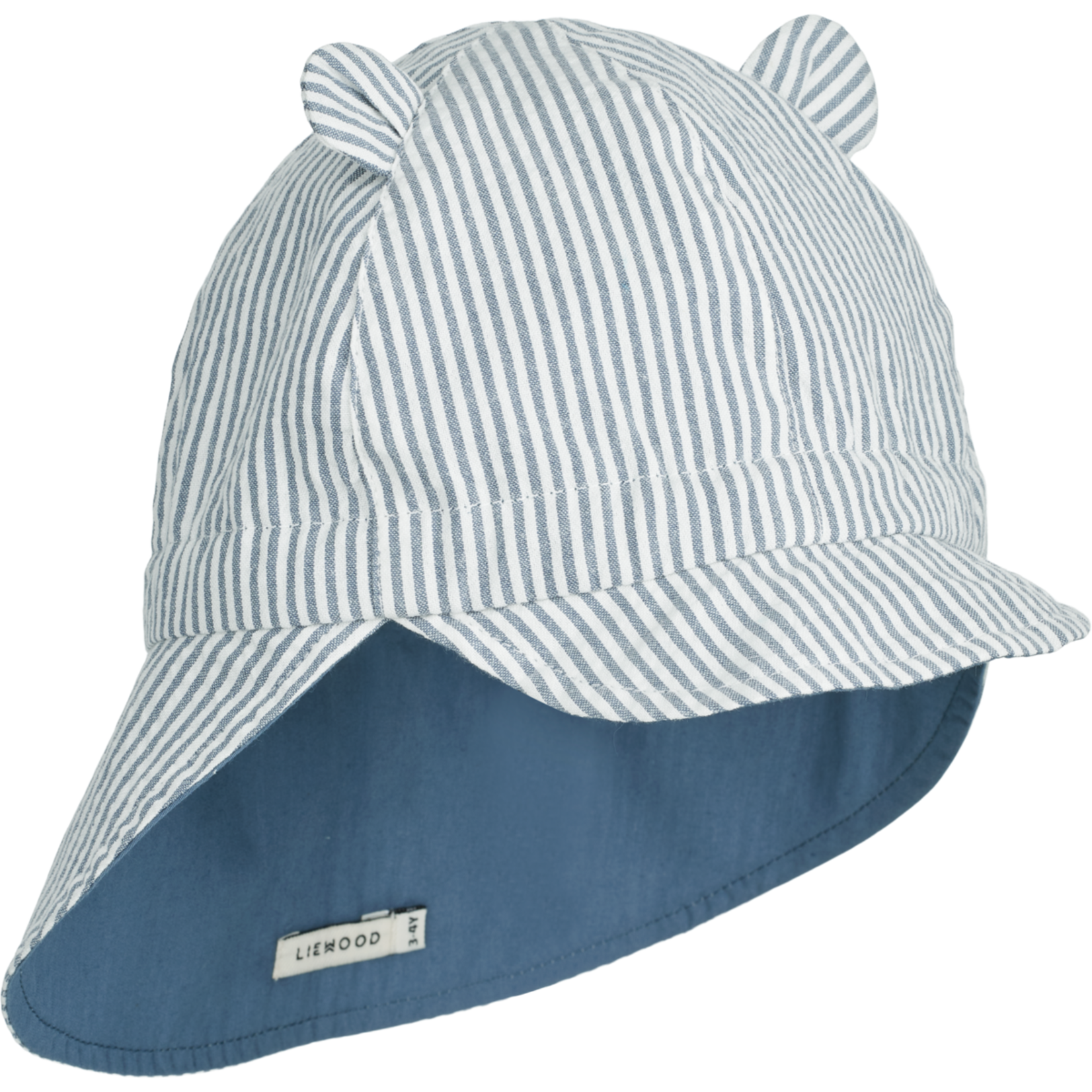 Liewood Liewood - Gorm Reversible Seersucker Sun Hat With Ears Y/D stripe: Blue wave/creme de la creme