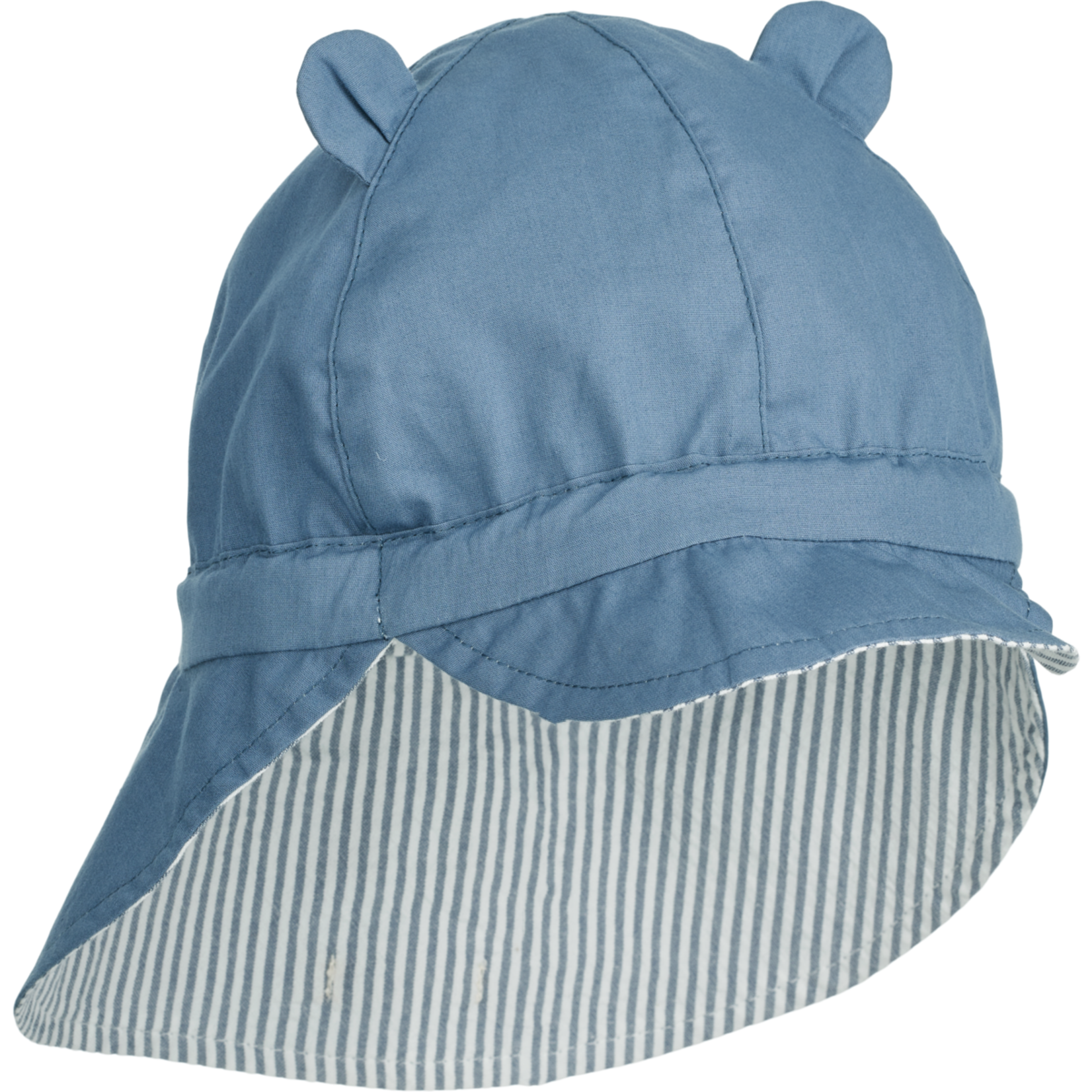 Liewood Liewood - Gorm Reversible Seersucker Sun Hat With Ears Y/D stripe: Blue wave/creme de la creme