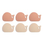 Filibabba Mini Siliconen Badmatjes 6 stuks Whale Rose Mix