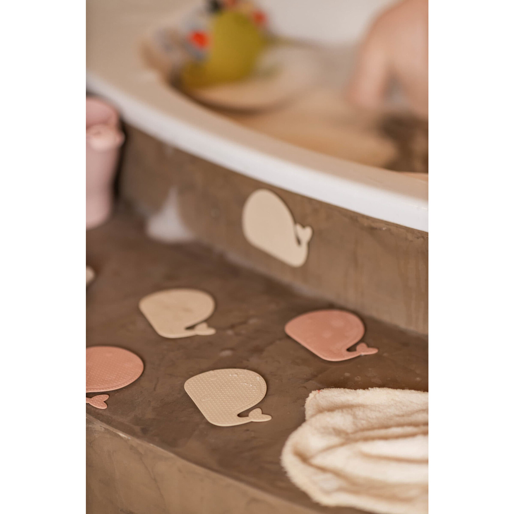 Filibabba Mini Siliconen Badmatjes 6 stuks Whale Rose Mix