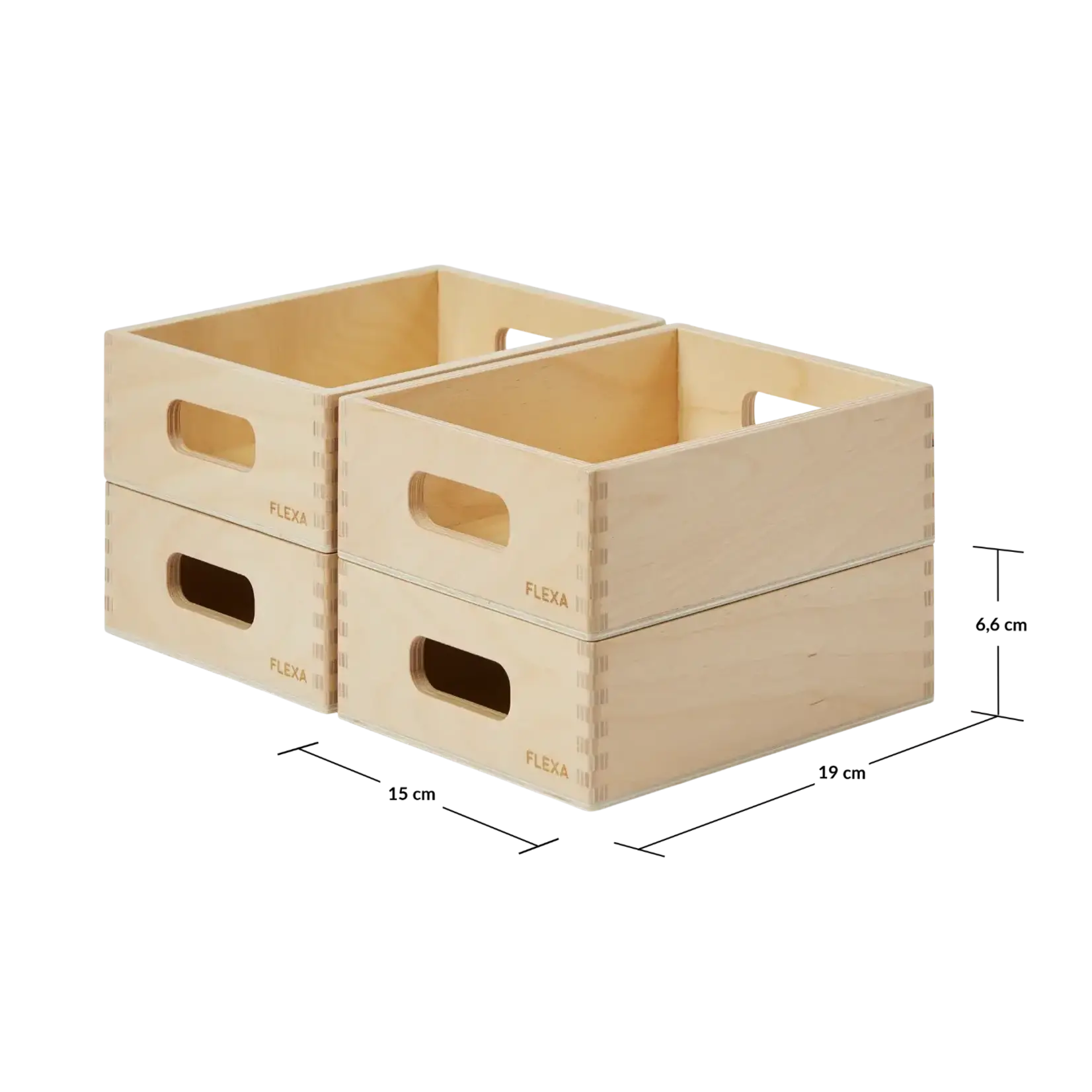 Bebe-jou Flexa - Houten Opbergdoosset (4 stuks) - mini