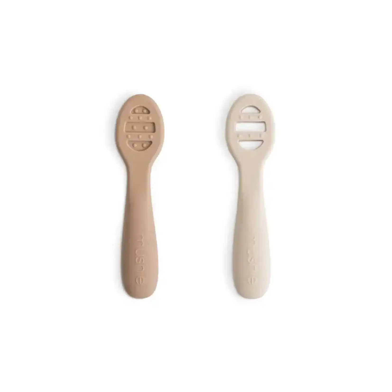 Mushie Mushie - First Feeding Baby Spoon - Natural/Shifting Sand (met textuur)