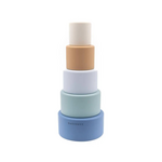 Bamboom Bamboom -  stuks stapelbekers in siliconen doos - Blue