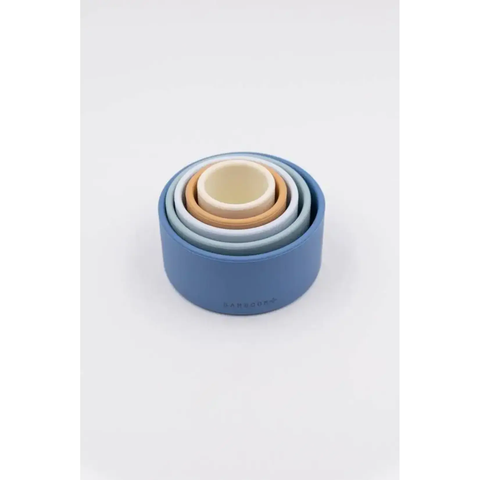 Bamboom Bamboom -  stuks stapelbekers in siliconen doos - Blue