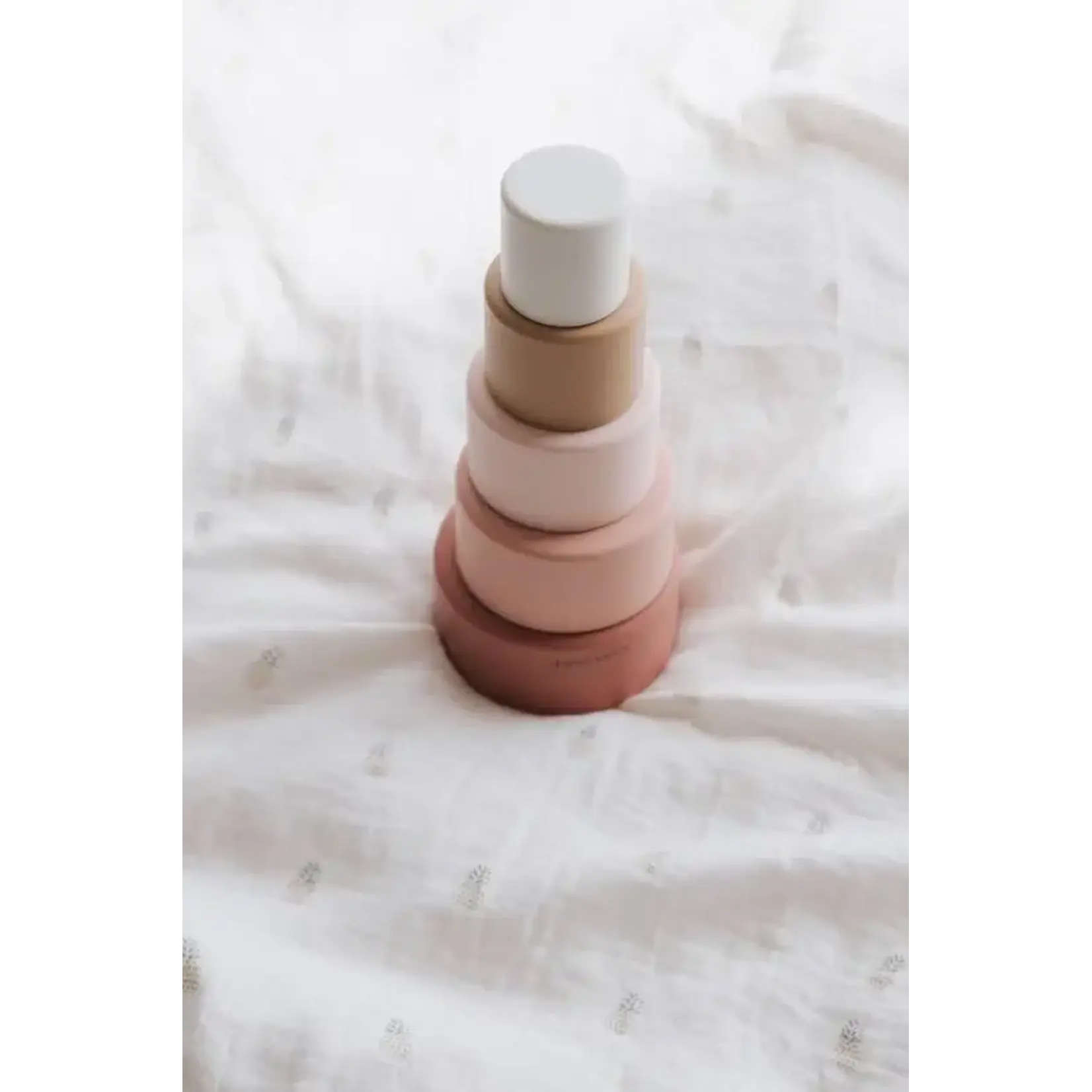 Bamboom Bamboom -  5 stuks stapelbekers in siliconen doos - Pink