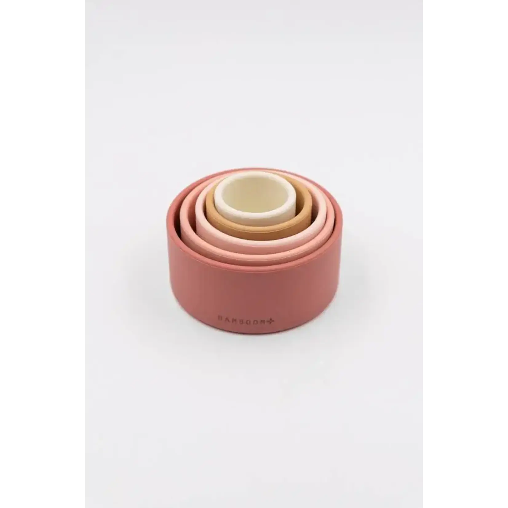 Bamboom Bamboom -  5 stuks stapelbekers in siliconen doos - Pink