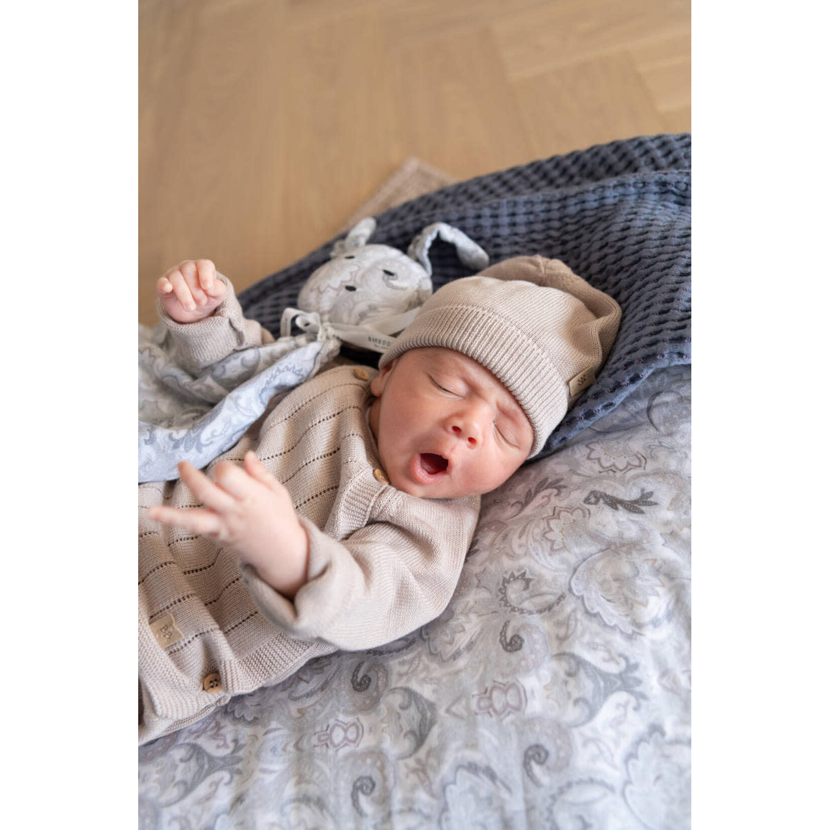 Bamboom Bamboom - Gestreepte Crisscrossed Trui - Lange mouwen - Gekruiste opening - Gestreept - Houten knopen Camel