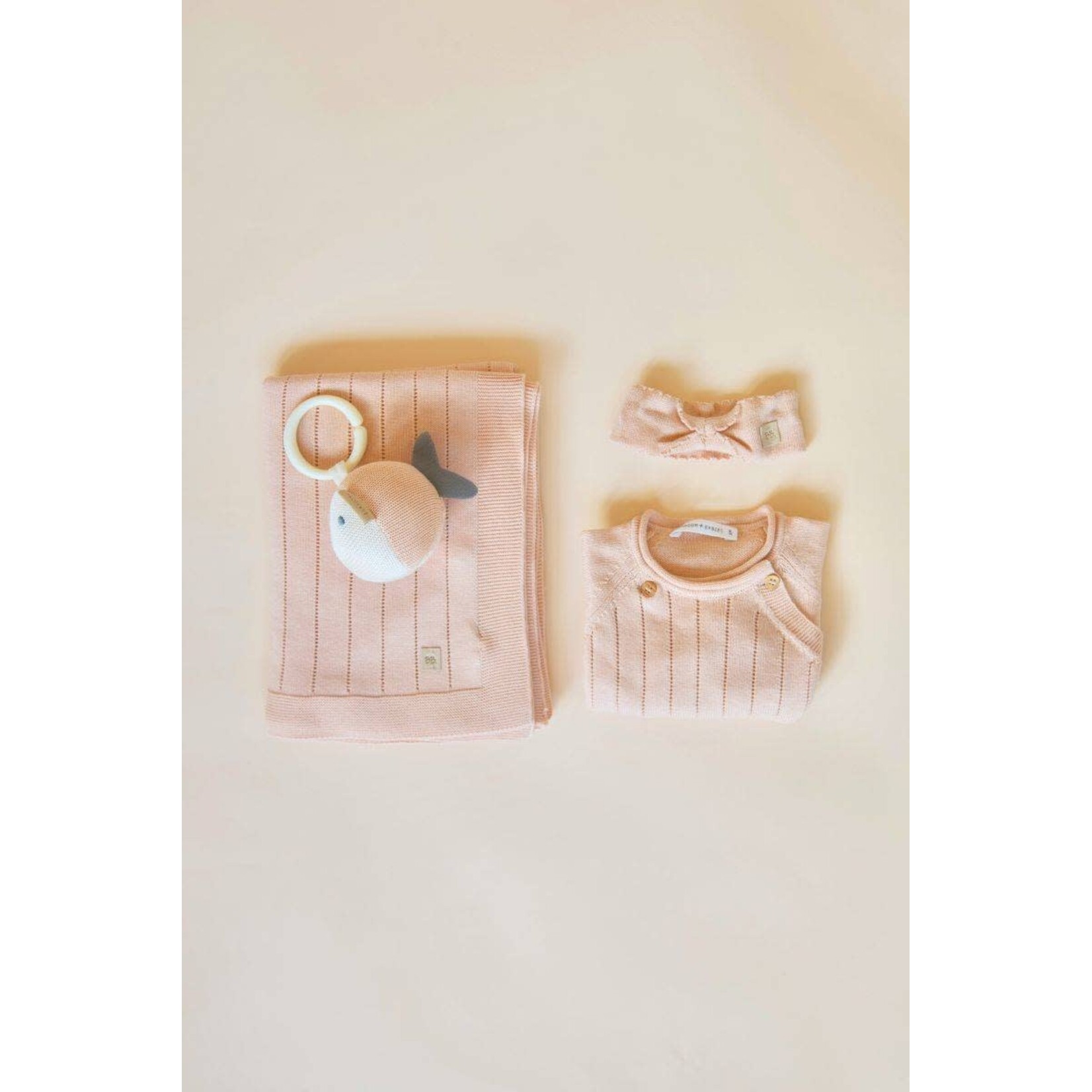 Bamboom Bamboom - Gestreepte Crisscrossed Trui - Lange mouwen - Gekruiste opening - Gestreept - Houten knopen Pink