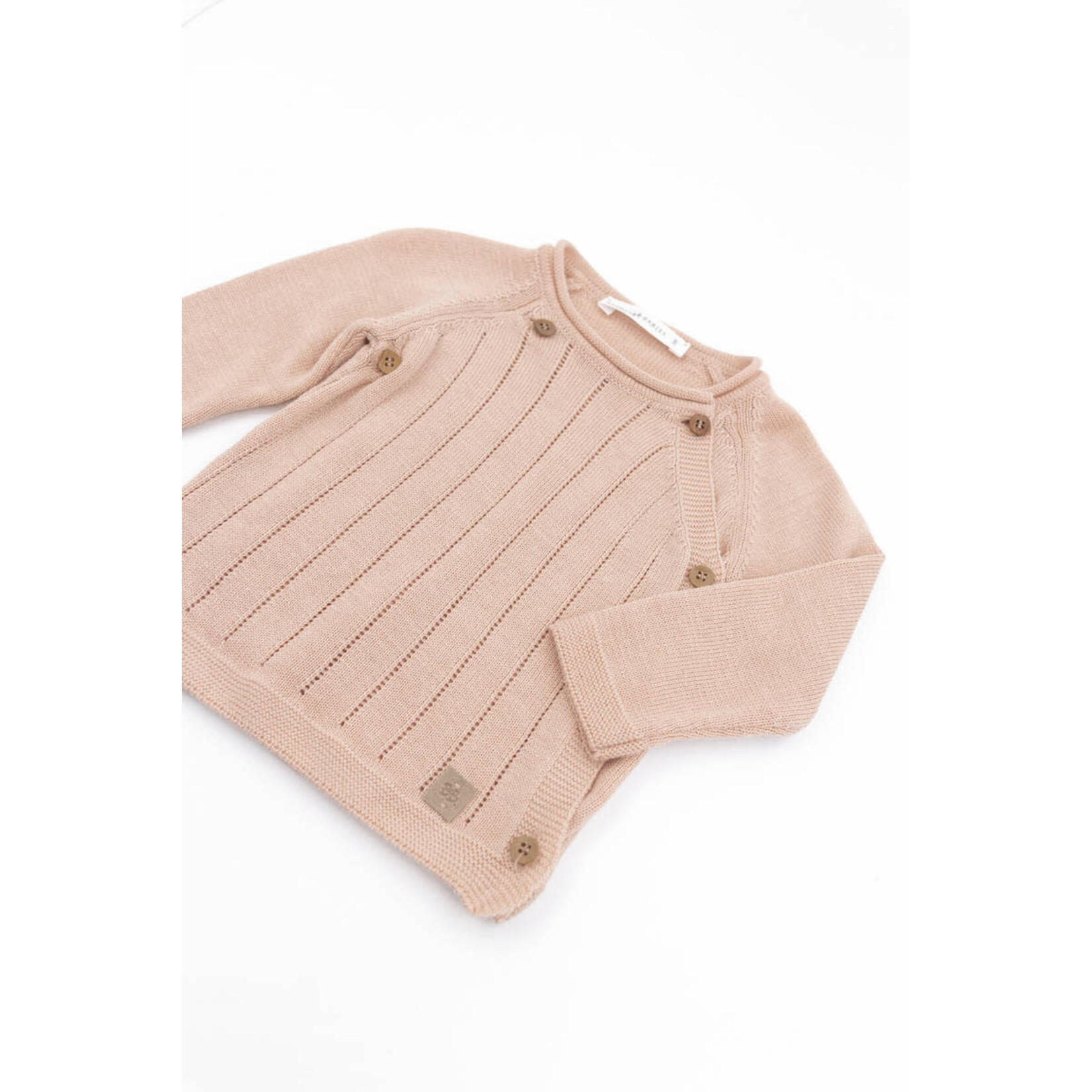 Bamboom Bamboom - Gestreepte Crisscrossed Trui - Lange mouwen - Gekruiste opening - Gestreept - Houten knopen Pink