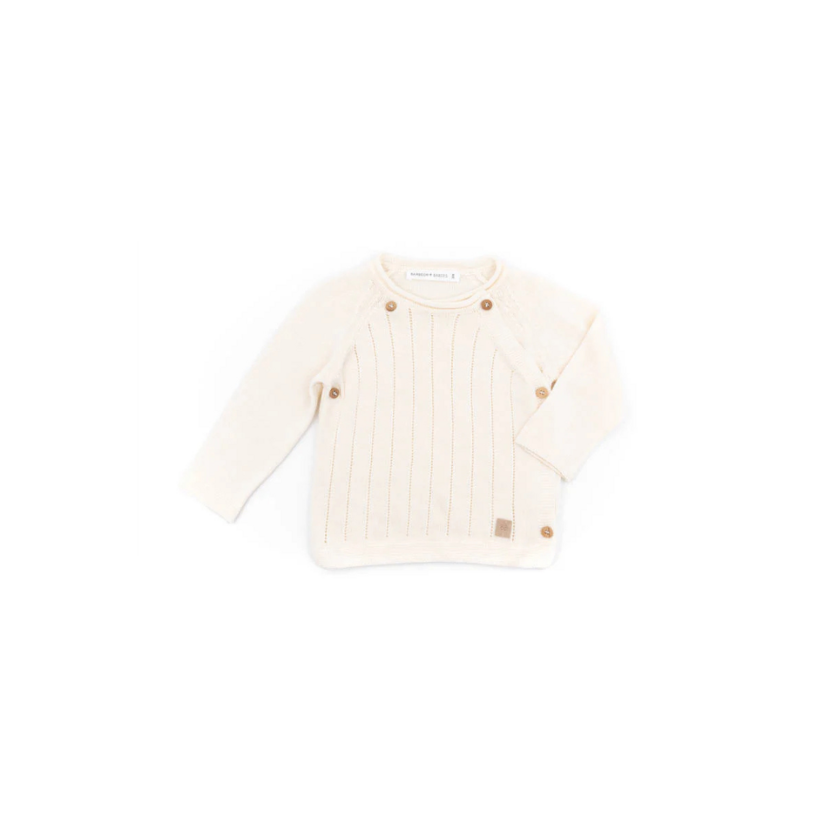 Bamboom Bamboom - Gestreepte Crisscrossed Trui - Lange mouwen - Gekruiste opening - Gestreept - Houten knopen White