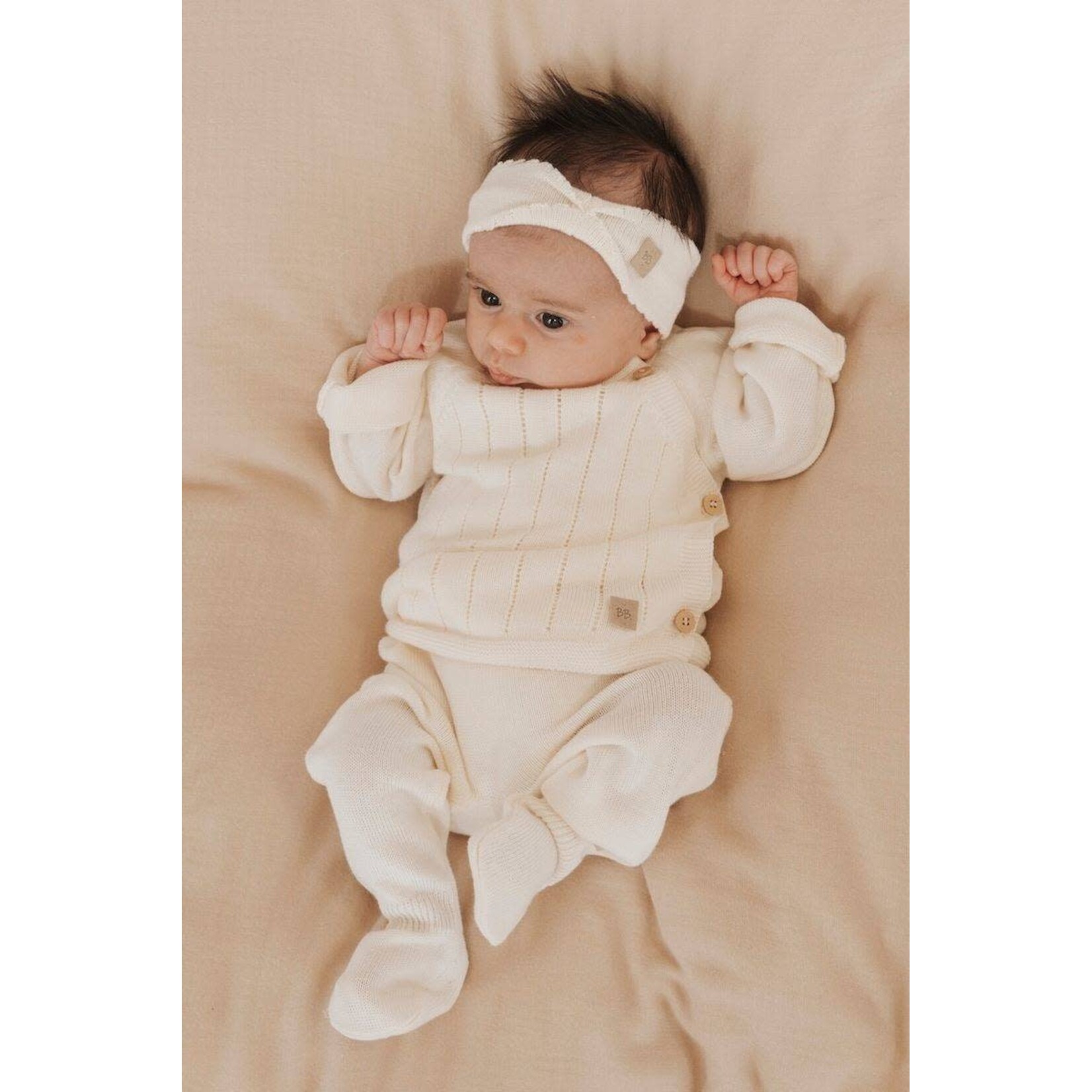 Bamboom Bamboom - Gestreepte Crisscrossed Trui - Lange mouwen - Gekruiste opening - Gestreept - Houten knopen White