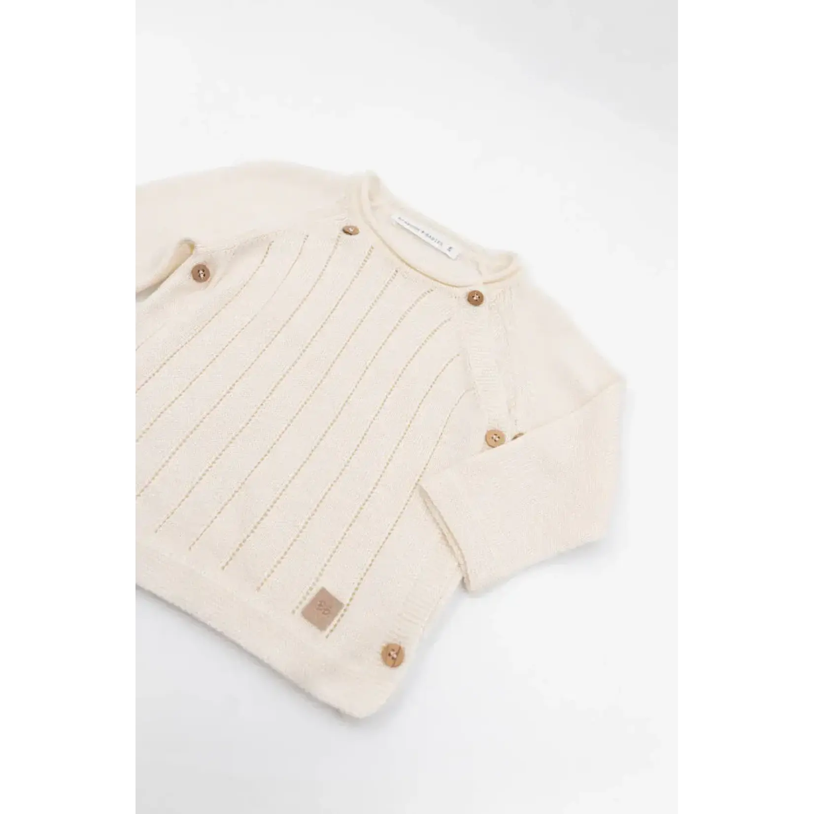 Bamboom Bamboom - Gestreepte Crisscrossed Trui - Lange mouwen - Gekruiste opening - Gestreept - Houten knopen White