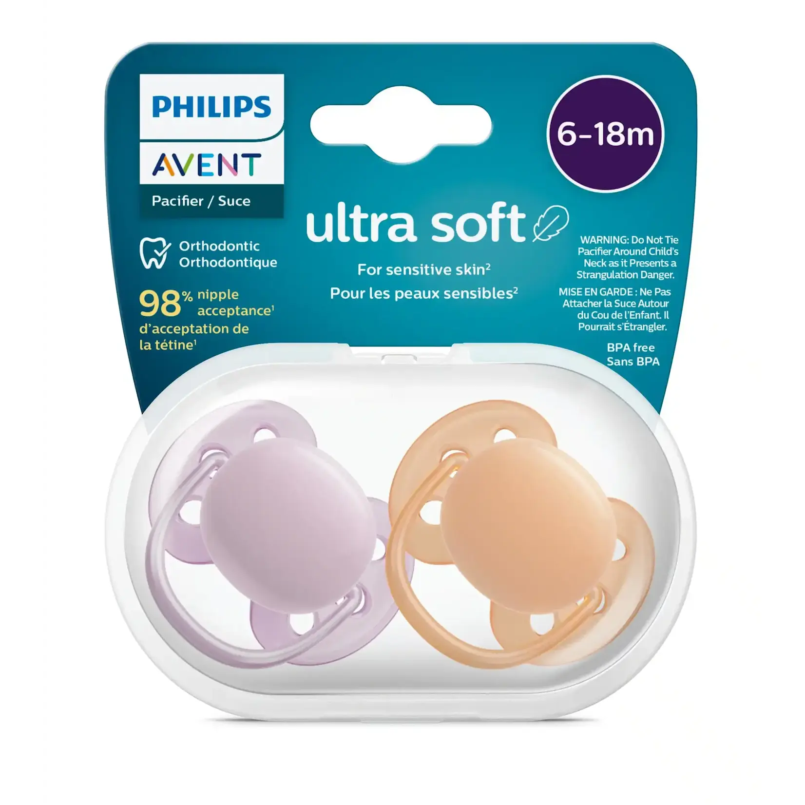 Philips-Avent Philips-Avent - Fopspeen +6M Ultra Soft Grijs/Oranje