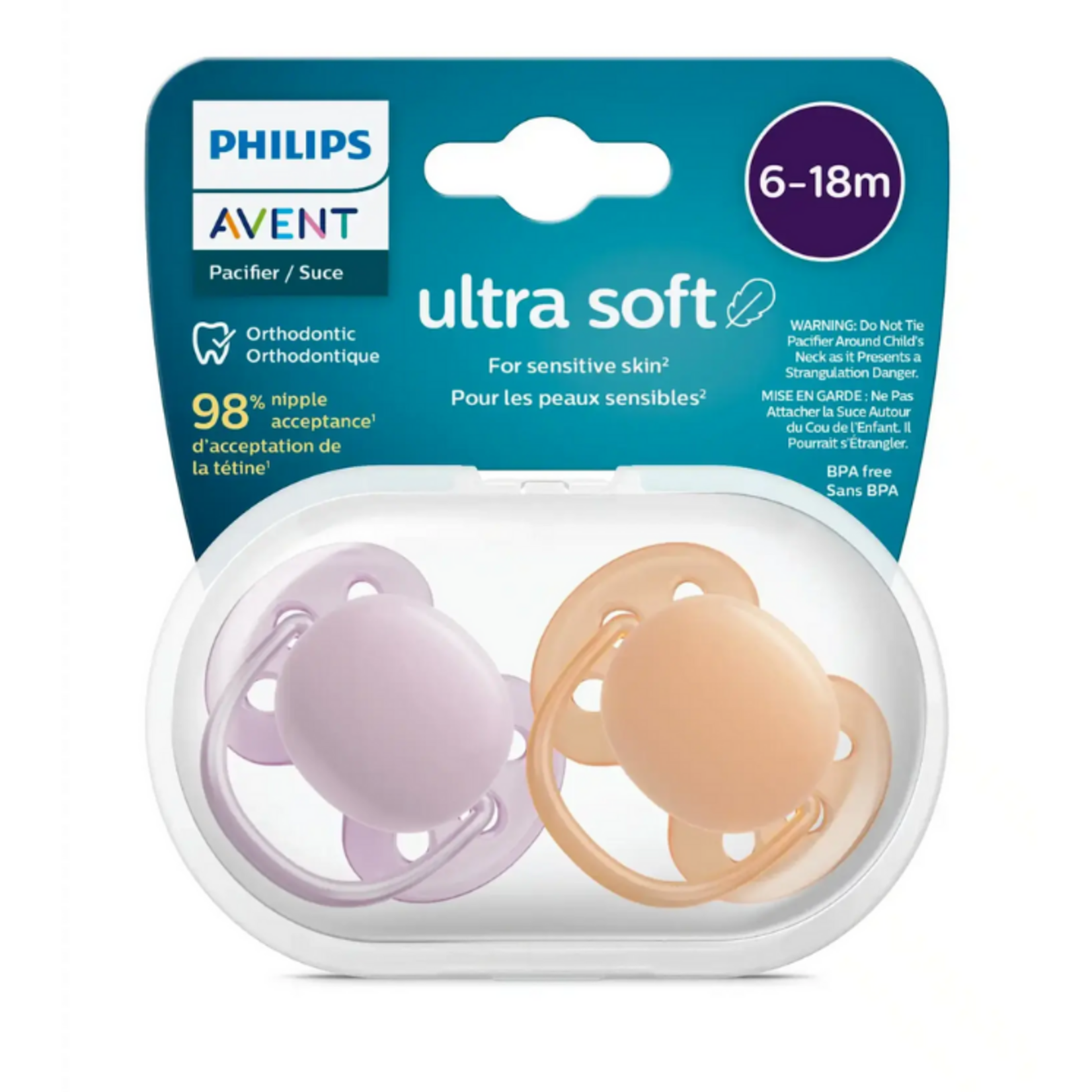 Philips-Avent Philips-Avent - Fopspeen +6M Ultra Soft Grijs/Oranje