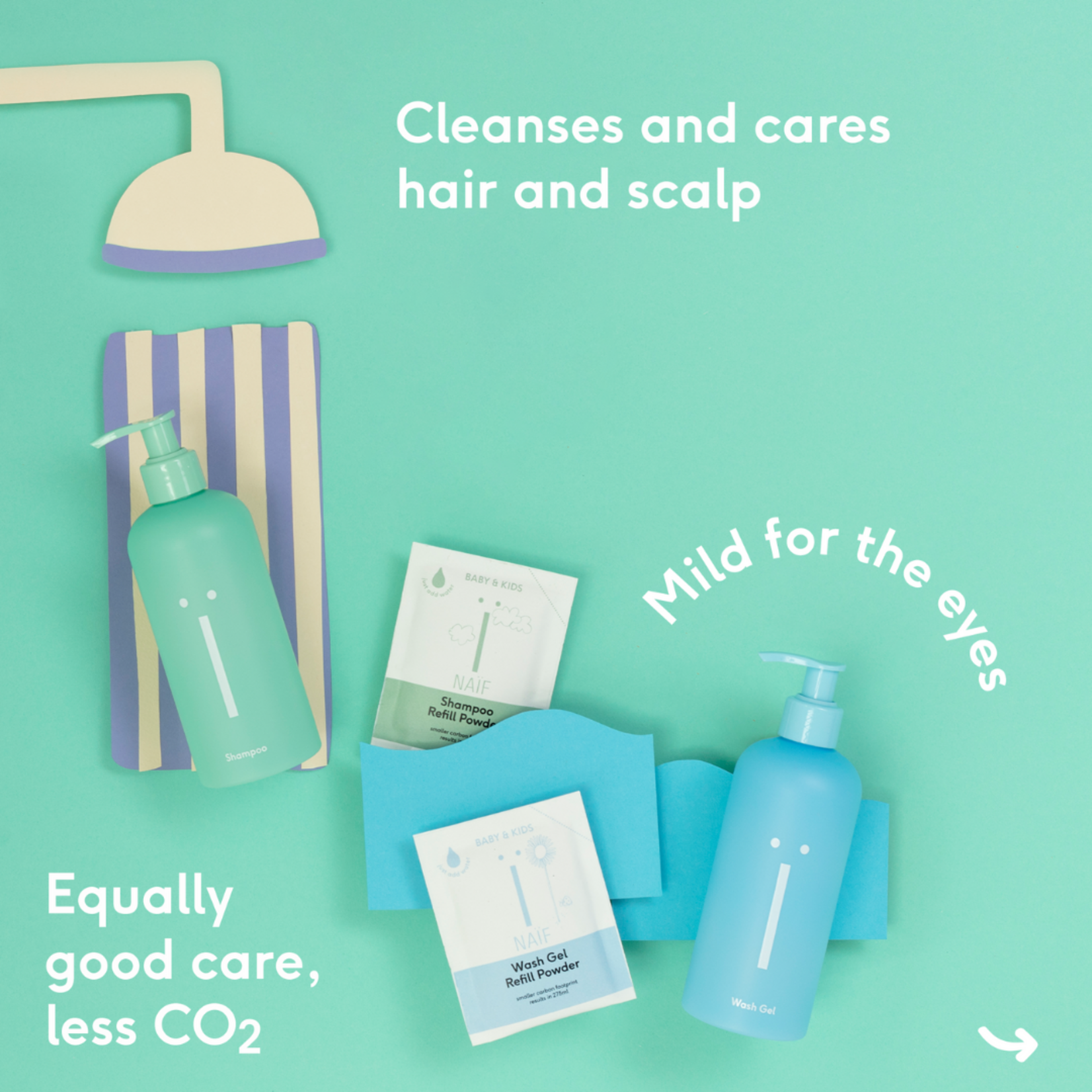 Naif Naïf - Baby&Kids Waterless  Refill Kit Wash Gel (Bottle 275 ml +  Refill powder 25g)