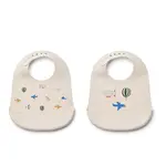 Liewood Liewood - Tilda Printed Bib 2-Pack Aviator / Ecru