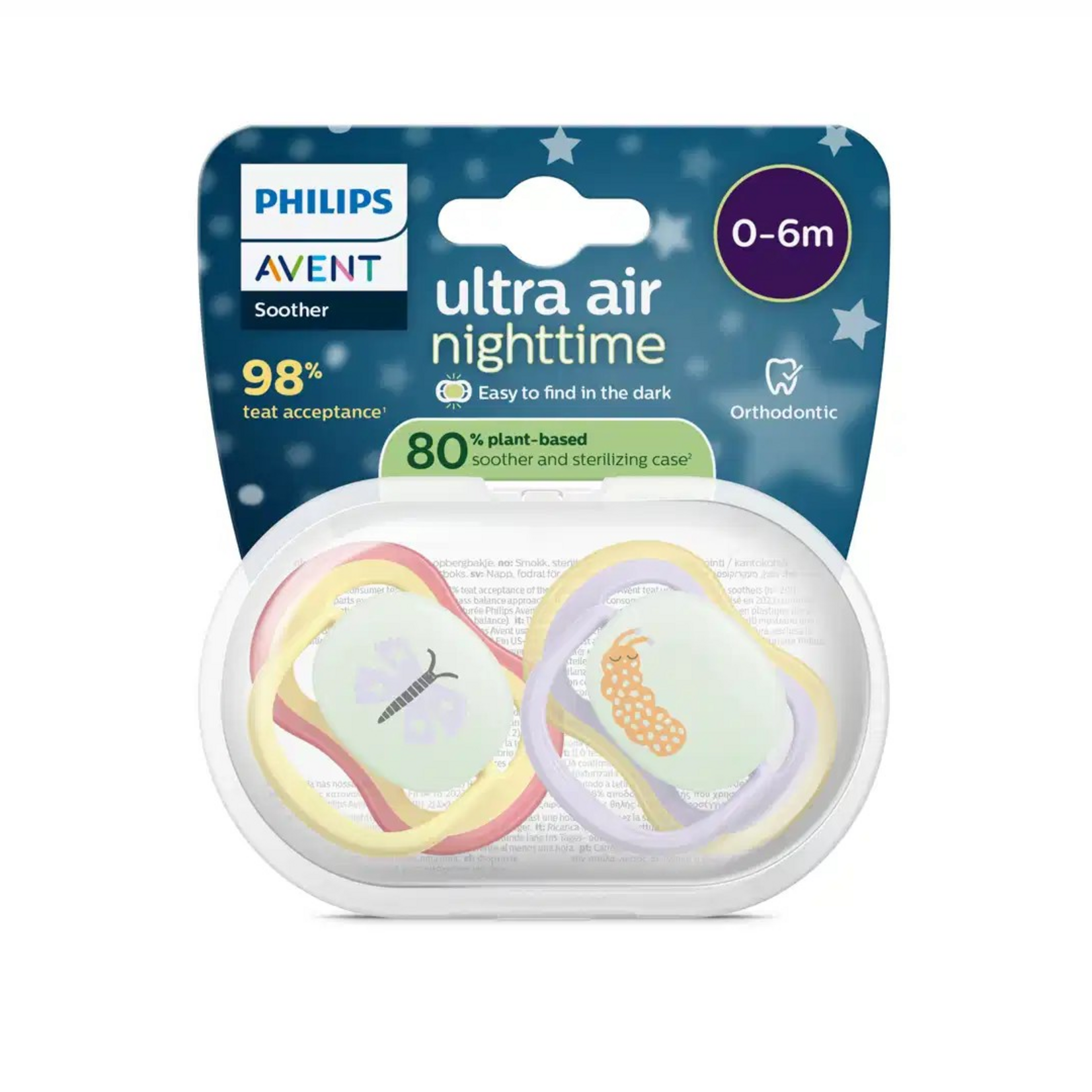 Philips-Avent Philips-Avent - Fopspeen +0m Air Night vlinder/rups
