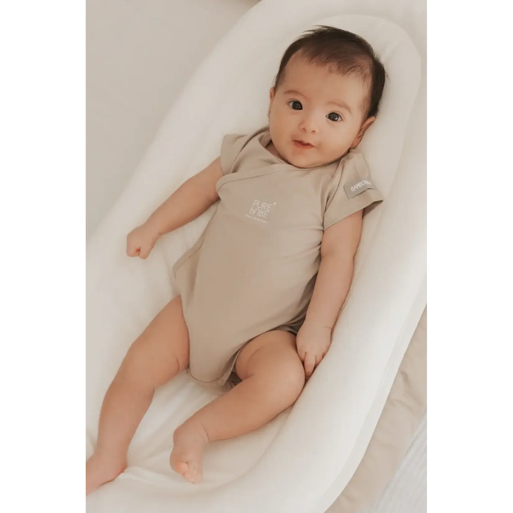 Bamboom Bamboom - Korte mouwen Body - Set van 2 - Zij- en onderkant opening - White / Camel