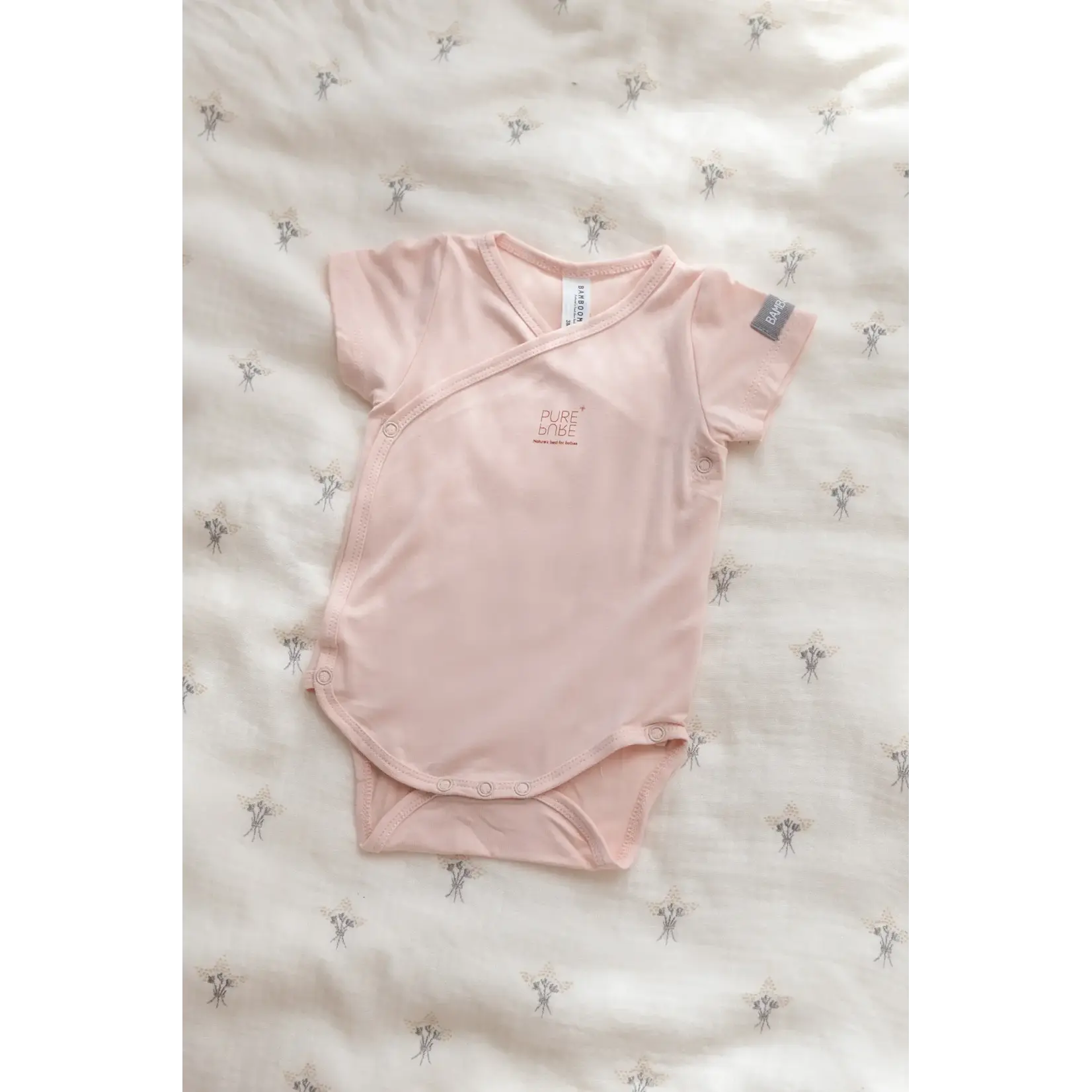 Bamboom Korte mouwen Body - Set van 2 - Schouder- en onderkant opening - White / Pink