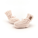 Bamboom Bamboom - Gebreide slofjes met lint - One size White