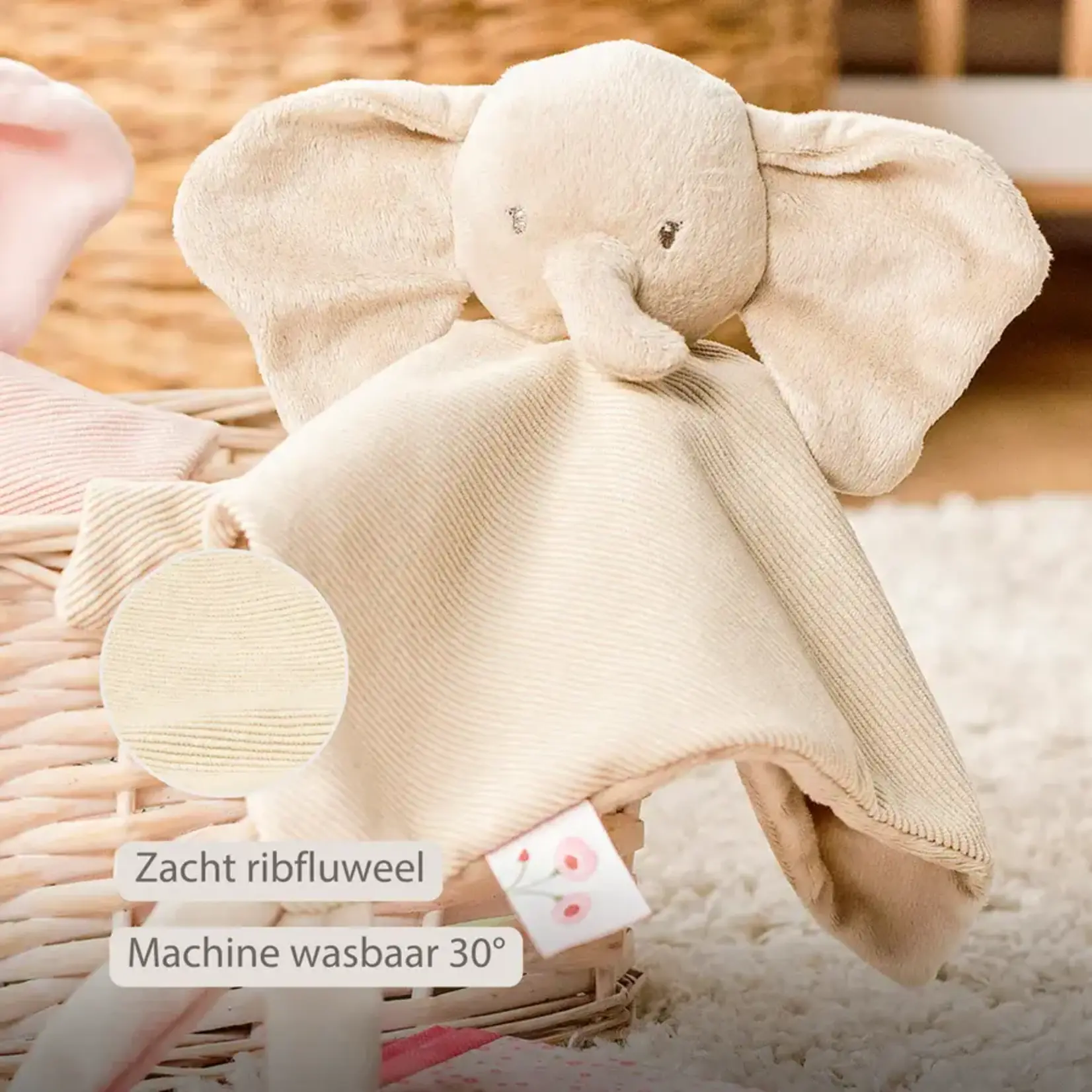 Nattou Nattou - FanFan Baby Knuffeldoekje - 27 x 27 cm - Doudou Olifant - Zand