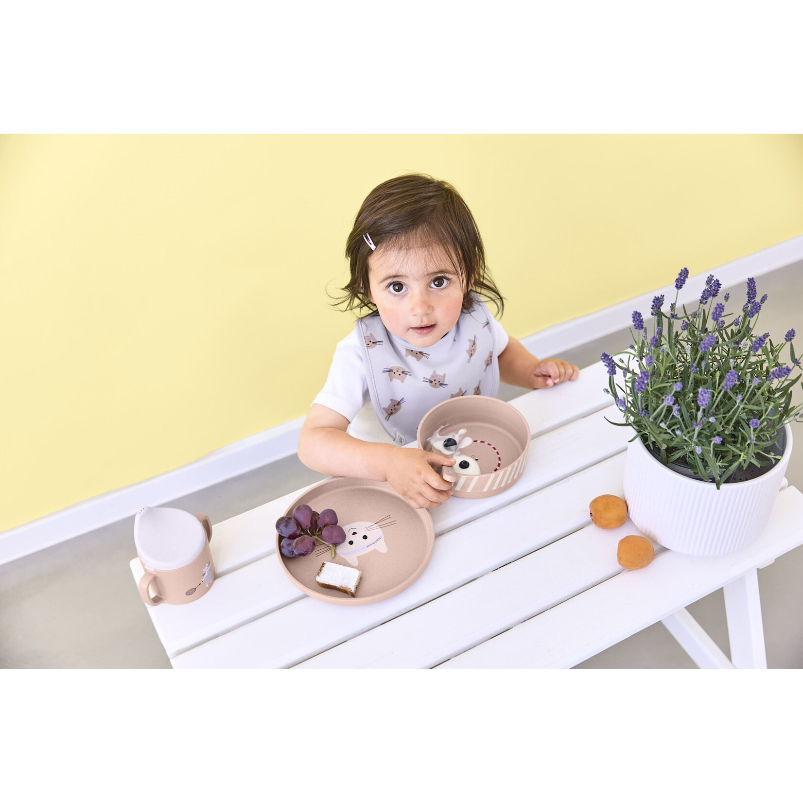 Lassig Lassig - Dish Set PP/Cellulose Tiny Team Cat (Plate, Bowl, Mug, Spoon)