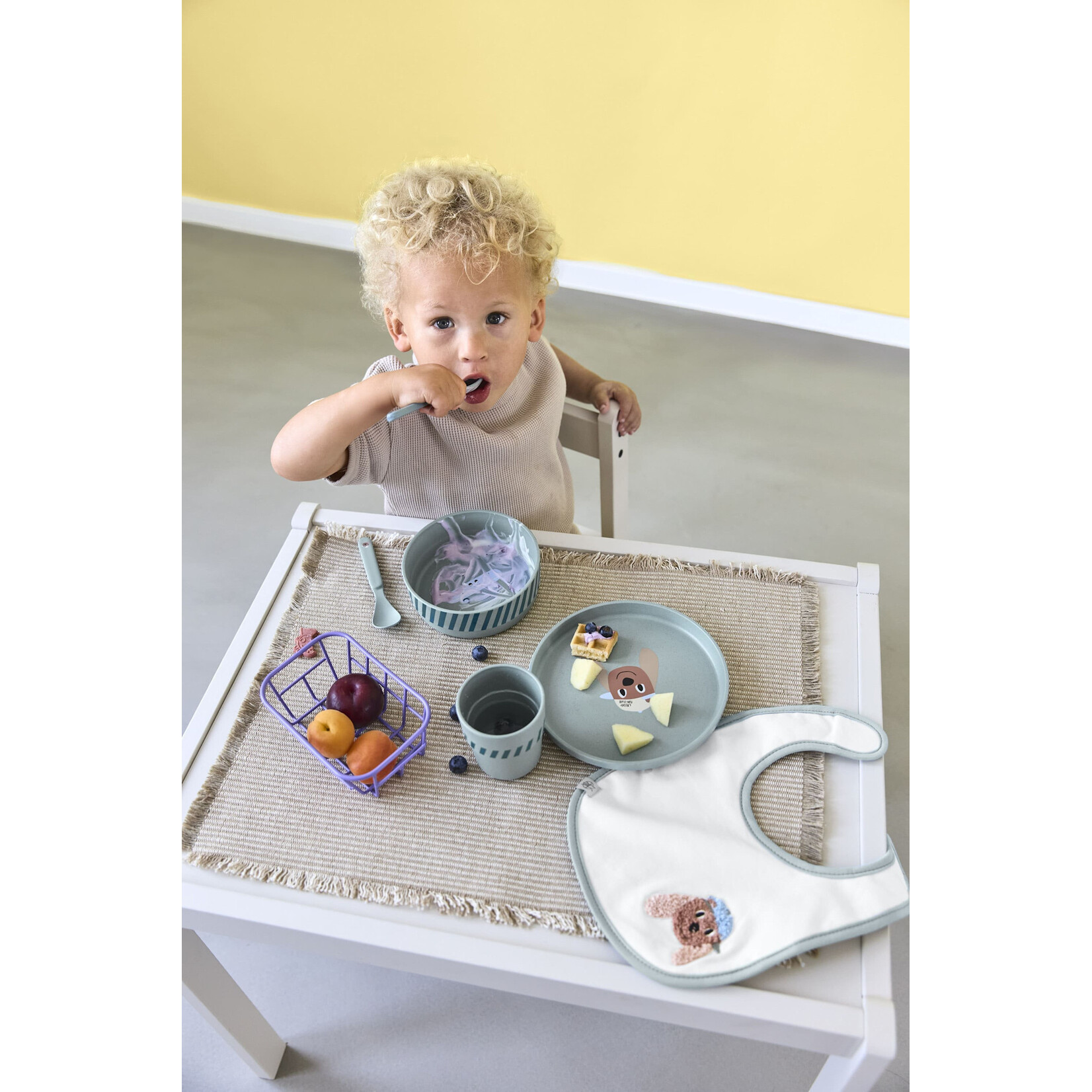 Lassig Lassig - Dish Set PP/Cellulose Tiny Team Dog (Plate, Bowl, Mug, Spoon)